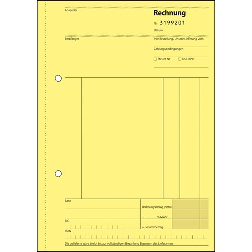 Rechnungsbuch A5 hoch 2x50Blatt mit fortlaufender Nummerierung selbstdurchschreibend Sigel SD131 Produktbild Additional View 2 L