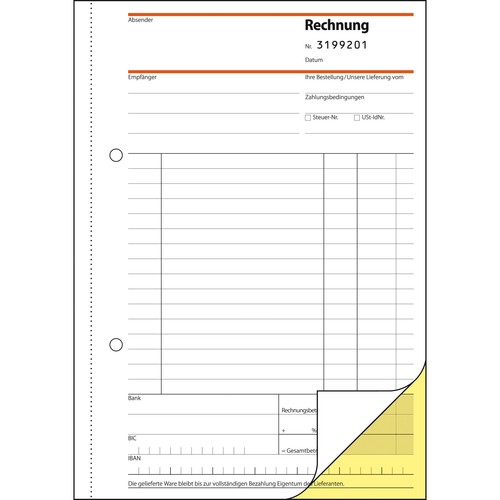 Rechnungsbuch A5 hoch 2x50Blatt mit fortlaufender Nummerierung selbstdurchschreibend Sigel SD131 Produktbild Additional View 4 L