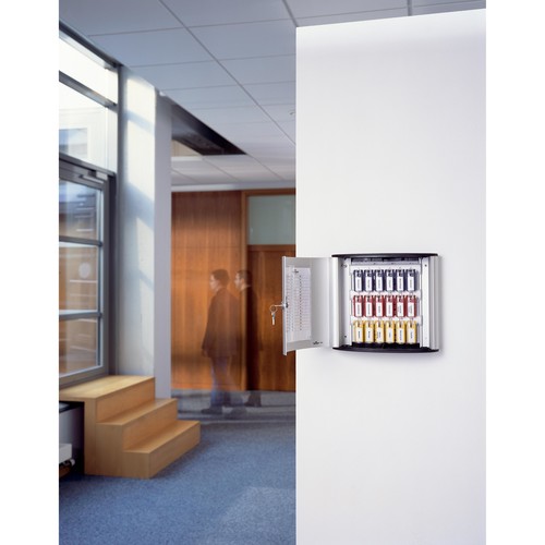 Schlüsselkasten Key Box 18 mit Schloss für 18 Schlüsselanhänger 280x302x118mm metallic silber Aluminium Durable Produktbild Additional View 3 L