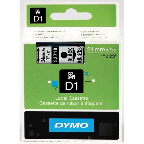 Schriftband D1 24mm/7m schwarz auf transparent Dymo S0720920 (ST=7 METER) Produktbild Front View L
