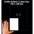 Etiketten Inkjet+Laser+Kopier 105x148mm auf A4 Bögen weiß Zweckform 6120 (PACK=120 STÜCK) Produktbild Additional View 6 S