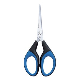 Schere Soft-Cut 15cm für Rechs-/ Linkshänder Edelstahl schwarz/blau Kunststoff Soft Griff Wedo 9896 Produktbild