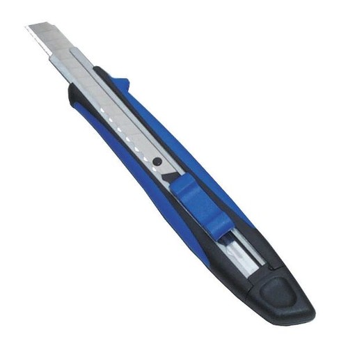Schneidemesser Softgrip-Cutter 9mm blau/schwarz gummierte Griffzone mit Metallführung Wedo 78909 Produktbild
