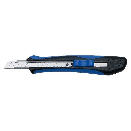 Schneidemesser Softgrip-Cutter 9mm blau/schwarz gummierte Griffzone mit Metallführung Wedo 78909 Produktbild Additional View 1 L