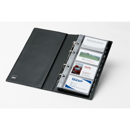 Visitenkartenringbuch mit Register für 200Karten schwarz Kunststoff Sigel VZ300 Produktbild Additional View 2 L