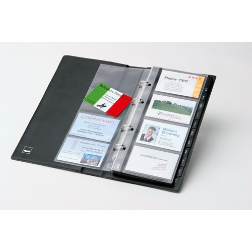 Visitenkartenringbuch mit Register für 200Karten schwarz Kunststoff Sigel VZ300 Produktbild Additional View 3 L