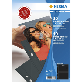 Fotohüllen Fotophan A4 für 13x18cm quer schwarz Kunststoff Herma 7787 (PACK=10 STÜCK) Produktbild