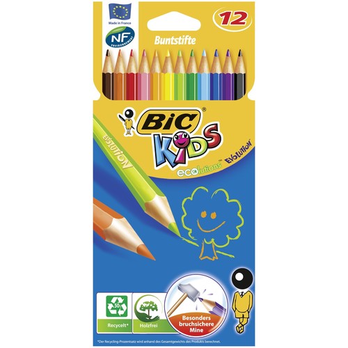 Farbstifte Kids evolutions sechskant Kartonetui sortiert BIC 82902912 (PACK=12 STÜCK) Produktbild