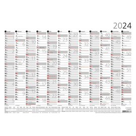 Plakatkalender 2024 A4 29,7x21cm 12Monate/1Seite schwarz/rot Zettler 934-6111 Produktbild