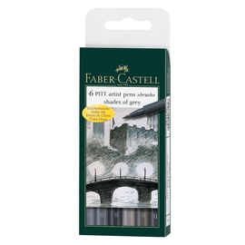 Tuschestifte PITT ARTIST PEN Etui Shades of Grey 1,0mm mittel Faber Castell 167104 (ETUI=6 STÜCK) Produktbild