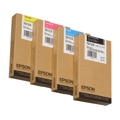 Tintenpatrone T6128 für Epson Stylus Pro 7400/7450 220ml schwarz matt Epson T612800 Produktbild Front View L