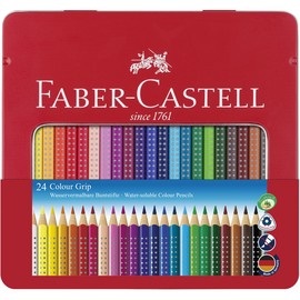 Farbstifte mit Noppen COLOUR GRIP dreikant Metalletui sortiert Faber Castell 112423 (PACK=24 STÜCK) Produktbild