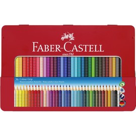 Farbstifte mit Noppen COLOUR GRIP dreikant Metalletui sortiert Faber Castell 112435 (PACK=36 STÜCK) Produktbild