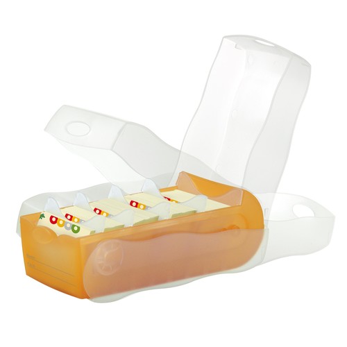 Karteibox Croco inkl. 5 Stützplatten und 100 Karten A7 121x246x85mm für 900Karten orange Kunststoff HAN 997-613 Produktbild Additional View 3 L