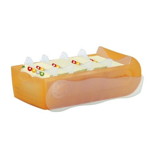 Karteibox Croco inkl. 5 Stützplatten und 100 Karten A7 121x246x85mm für 900Karten orange Kunststoff HAN 997-613 Produktbild Additional View 2 L