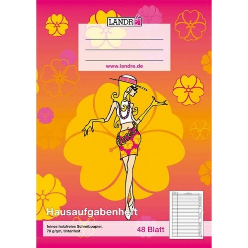 Hausaufgabenheft A5 1 Jahr 3 Motive 48Blatt 70g elementar chlorfrei weiß Landré 100050086 Produktbild Additional View 1 L
