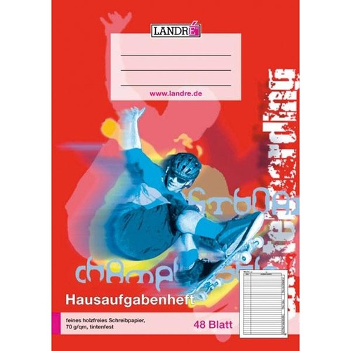 Hausaufgabenheft A5 1 Jahr 3 Motive 48Blatt 70g elementar chlorfrei weiß Landré 100050086 Produktbild Additional View 3 L