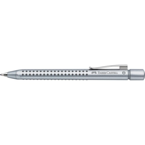 Kugelschreiber Grip 2011 mit Noppen silber Faber Castell 144111 Produktbild Front View L