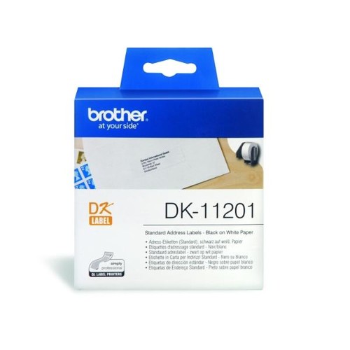 Einzeletikettenrollen Adress-Etiketten 29x90mm Thermopapier Brother DK-11201 (PACK=400 STÜCK) Produktbild