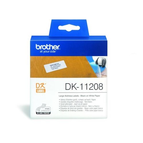 Einzeletikettenrollen Adress-Etiketten 38x90mm Thermopapier Brother DK-11208 (PACK=400 STÜCK) Produktbild Additional View 1 L