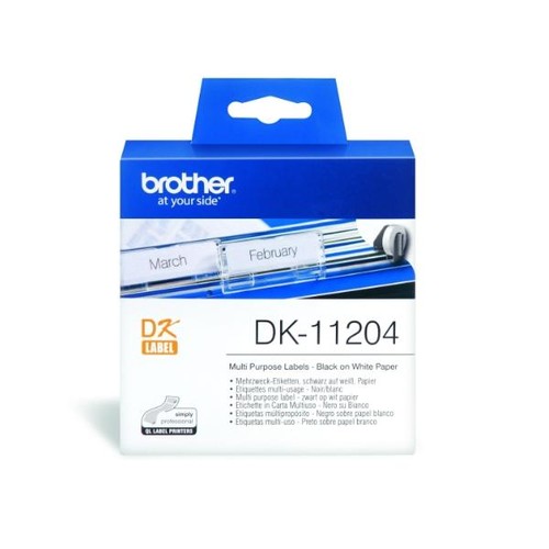 Einzeletikettenrollen Mehrzweck- Etiketten 17x54mm weiß Brother DK-11204 (PACK=400 STÜCK) Produktbild Additional View 1 L