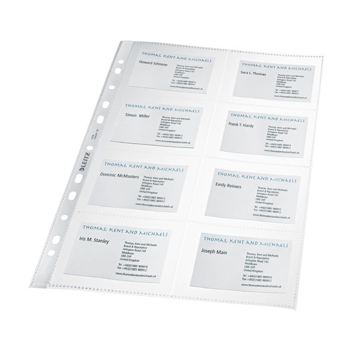 Visitenkarten-Prospekthülle A4 für 16Karten farblos PP Leitz 4758-30-03 (PACK=10 STÜCK) Produktbild Front View L