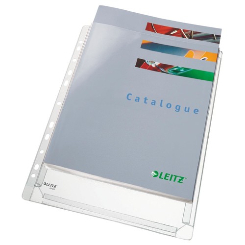 Prospekthüllen Maxi Standard A4 170µ farblos PVC genarbt Leitz 4756-30-03 (PACK=5 STÜCK) Produktbild Front View L