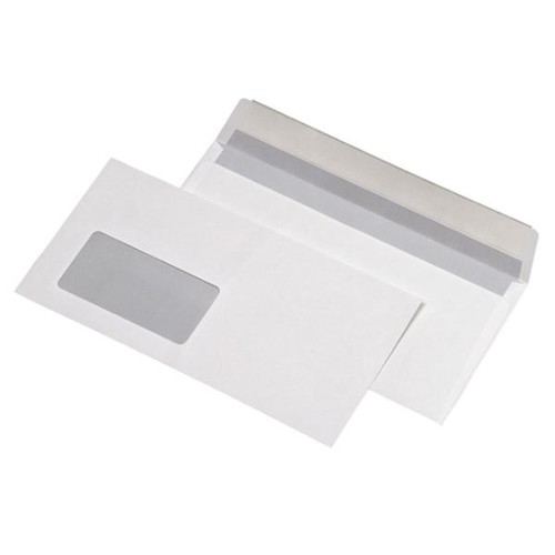 Briefumschlag mit Fenster DIN lang 110x220mm mit Haftklebung 80g weiß mit grauem Inndendruck (PACK=25 STÜCK) Produktbild Additional View 1 L