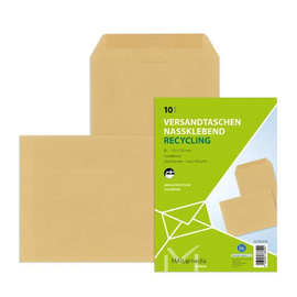 Versandtasche ohne Fenster B5 176x250mm nassklebend 90g braun Natron Recyclingmaterial (PACK=10 STÜCK) Produktbild