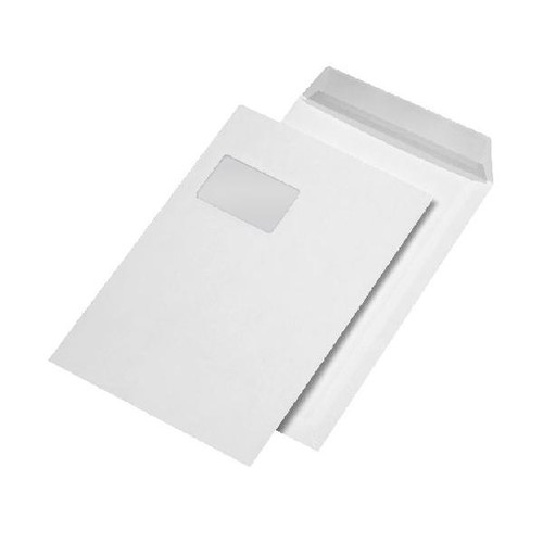 Versandtasche mit Fenster C4 229x324mm mit Haftklebung 120g weiß Offset mit grauem Innendruck (PACK=10 STÜCK) Produktbild Additional View 1 L