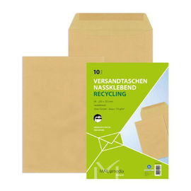 Versandtasche ohne Fenster B4 250x353mm nassklebend 110g braun Natron Recyclingmaterial (PACK=10 STÜCK) Produktbild