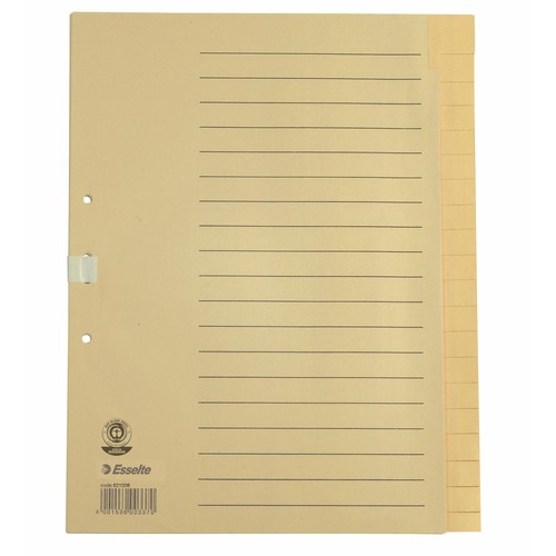 Register Blanko A4 235x300mm 20-teilig chamois Papier Esselte 621006 Produktbild Front View L