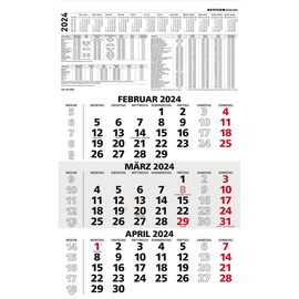Dreimonatskalender 2024 29,5x49cm schwarz/rot Zettler 956-0000 Produktbild