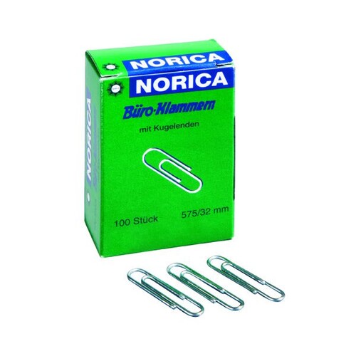 Büroklammern 32mm verzinkt mit Kugelenden NORICA 2225 (SCH=100 STÜCK) Produktbild Front View L
