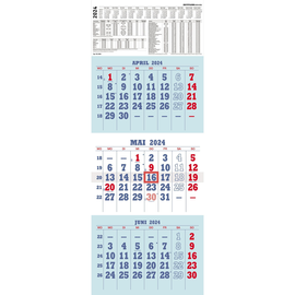 Dreimonatskalender 2024 29,5x80cm weiß/hellblau Zettler 952-0000 Produktbild