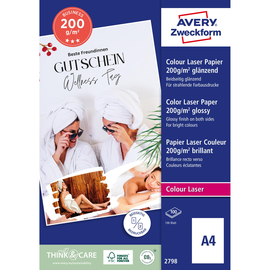 Fotopapier Laser+Kopier Premium Colour A4 200g weiß beidseitig high-glossy Zweckform 2798 (PACK=100 BLATT) Produktbild