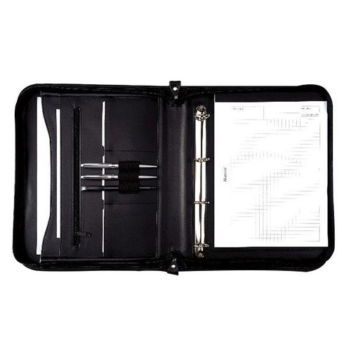 Ringbuchmappe mit Reißverschluss A4 LIMONE schwarz Lederimitat Alassio 30043 Produktbild Front View L