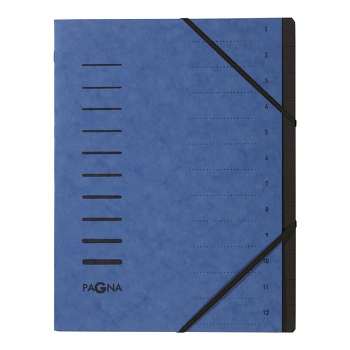 Ordnungsmappe mit 12 Fächern blau Karton 40059-02 Produktbild