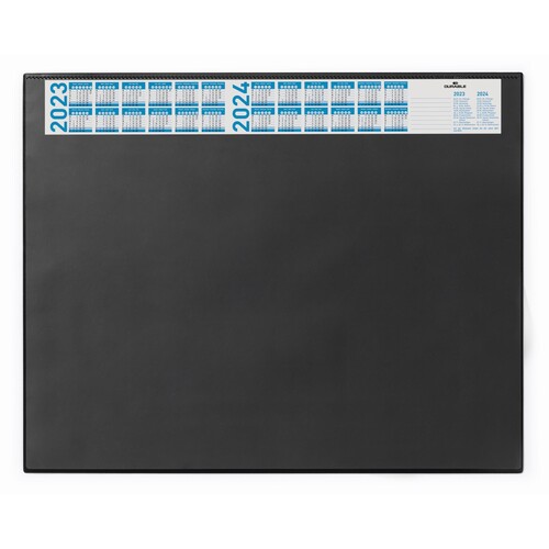 Schreibunterlage mit Jahreskalender und Klarsichtauflage 52x65cm schwarz Durable 7204-01 Produktbild Front View L