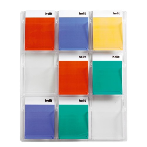 Prospekthalter-Wanddisplay Clearly 9x A4 766x51x945mm glasklar Helit H6259302 Produktbild Additional View 1 L