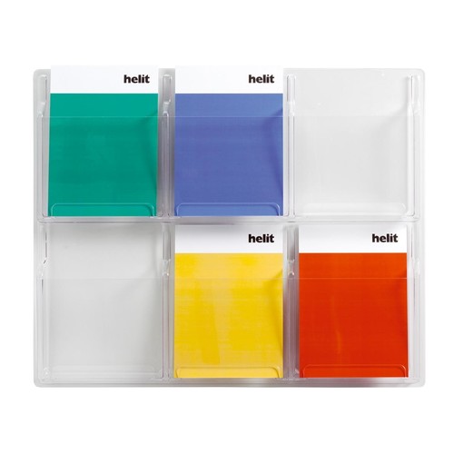 Prospekthalter-Wanddisplay Clearly 6x A4 766x51x625mm glasklar Helit H6259402 Produktbild Additional View 1 L
