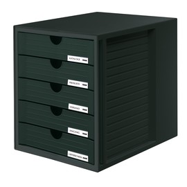 Schubladenbox Systembox 5 Schübe 275x320x330mm schwarz Kunststoff HAN 1450-13 Produktbild