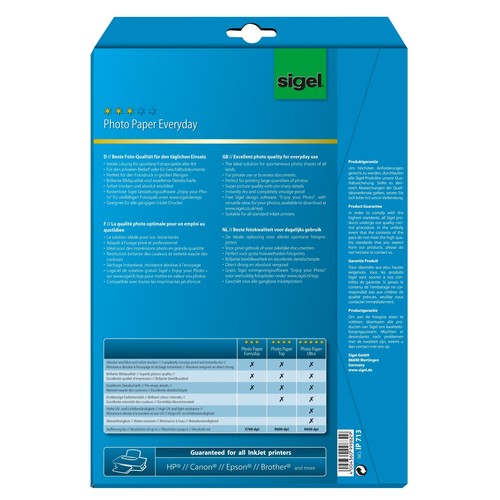 Fotopapier Inkjet Everyday Plus A4 170g weiß high-glossy Sigel IP713 (PACK=20 BLATT) Produktbild Additional View 2 L