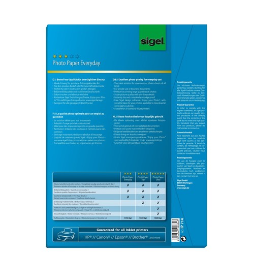 Fotopapier Inkjet Everyday Plus A4 170g weiß high-glossy Sigel IP714 (PACK=50 BLATT) Produktbild Additional View 2 L