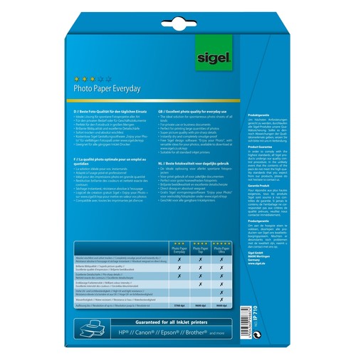 Fotopapier Inkjet Everyday Plus A4 200g weiß high-glossy Sigel IP710 (PACK=20 BLATT) Produktbild Additional View 2 L