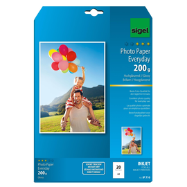 Fotopapier Inkjet Everyday Plus A4 200g weiß high-glossy Sigel IP710 (PACK=20 BLATT) Produktbild