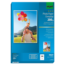 Fotopapier Inkjet Everyday Plus A4 200g weiß high-glossy Sigel IP712 (PACK=100 BLATT) Produktbild