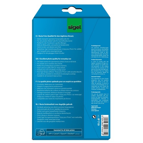 Fotopapier Inkjet Everyday Plus 10x15cm 200g weiß high-glossy Sigel IP719 (PACK=72 BLATT) Produktbild Additional View 2 L