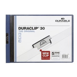 Klemmmappe Duraclip30 Querformat A4quer bis 30Blatt dunkelblau Hartfolie Durable 2246-07 Produktbild