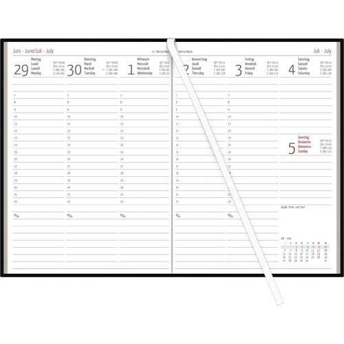 Wochenbuch 2026 A5 15x21cm 1Woche/2Seiten schwarz wattiert Zettler 766-0020 Produktbild Additional View 1 L